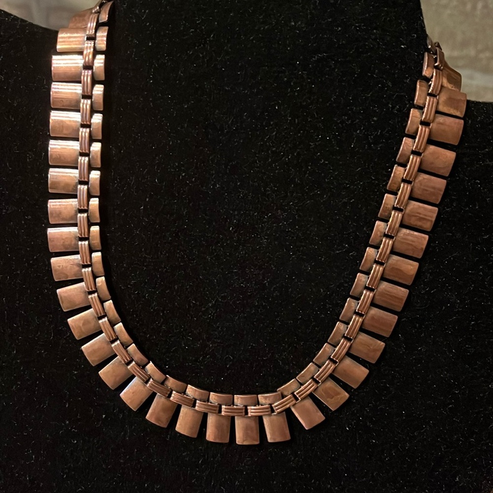 Vintage Midcentury Modern Copper Link Choker in the style of Renoir - 15-5/8”